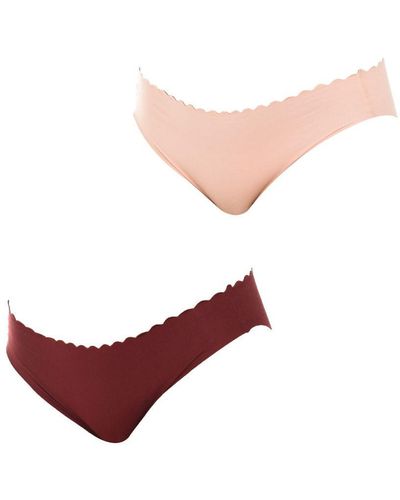 DIM Pack-2 Invisible Knickers With Matching Interior Lining D04Nr - Pink