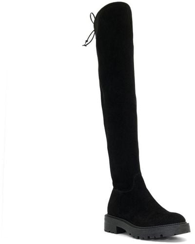 Dune Ladies Thorne - Flat Over-the-knee Boots Micro Fibre - Black