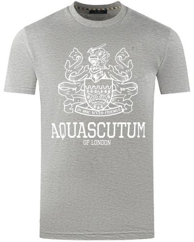 Aquascutum Large Bold London Aldis Brand Logo Grey T-shirt - Grijs