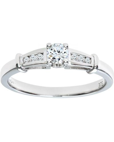 DIAMANT L'ÉTERNEL Diamant'Eternel 9Ct Diamond Single Stone With Shoulders Ladies Ring - White