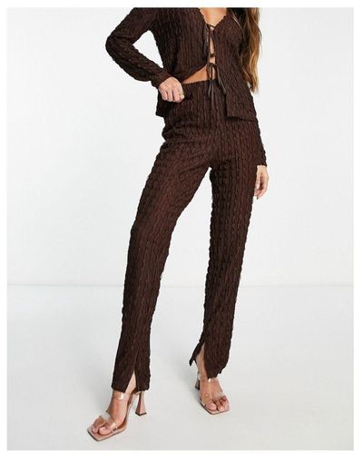 Lola May Textured Trousers Co-Ord - Brown
