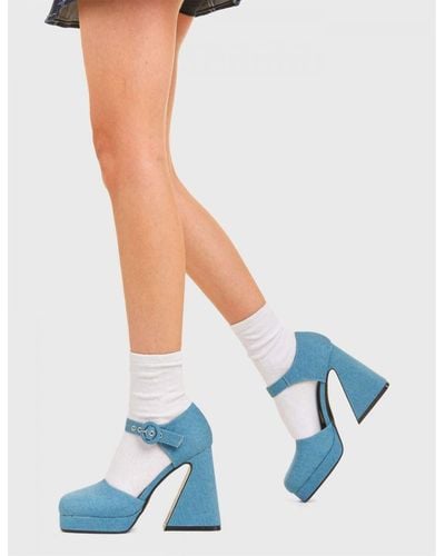 LAMODA Chunky Ankle Boots Undeniable Round Toe Platform Heels With Zipper - White