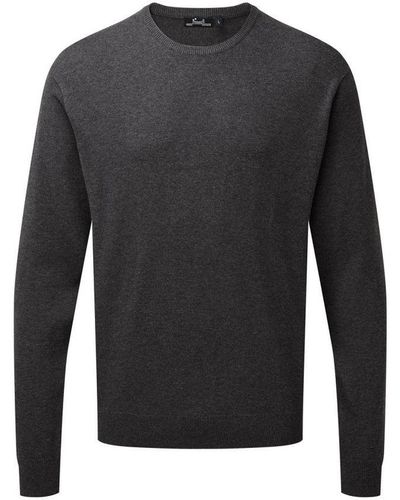 PREMIER Gebreid Katoenen Crew Neck Sweatshirt (houtskool) - Blauw