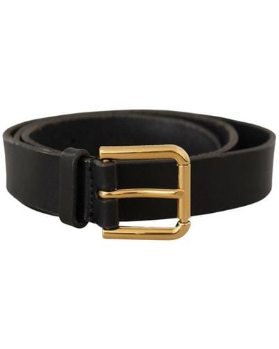 Dolce & Gabbana Gorgeous Leather Belt With Metal Buckle - Black