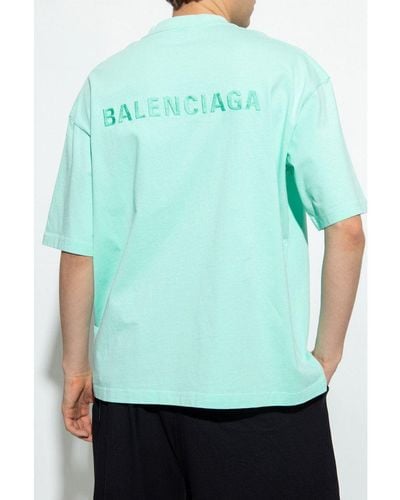 Balenciaga T-shirt Met Geborduurd Logo In Groen