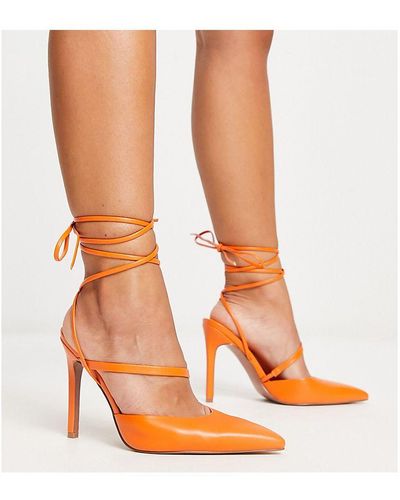 ASOS Wide Fit Pride Tie Leg High Heeled Shoes - Orange