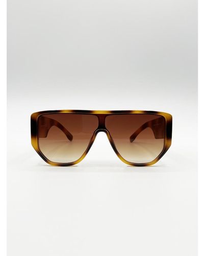 SVNX Oversized Flat Top Spotty Sunglasses - Brown