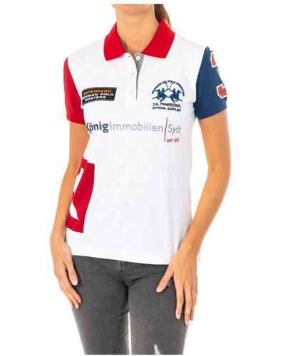 La Martina S Short-sleeved Polo Shirt With Lapel Collar 2wp200 Cotton - White