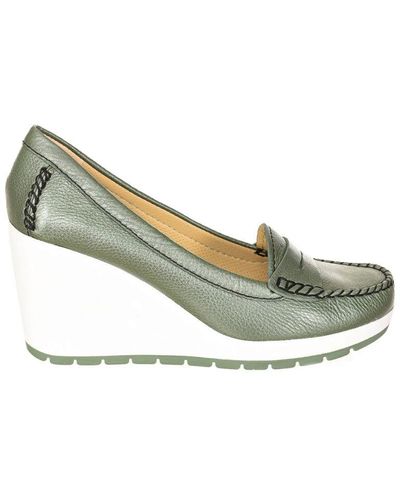 Geox S Leather Wedge Moccasin - Green
