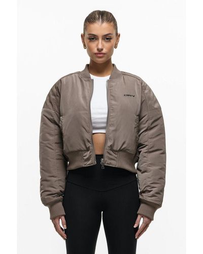 Good For Nothing Dna Cropped Taupe Bomber Jacket - Grey