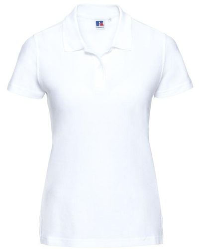 Russell Russell Europa Vrouwen/ Ultieme Klassieke Katoenen Korte Mouwen Poloshirt (wit)