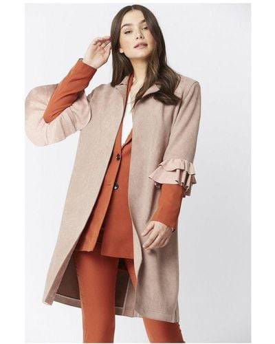 Jayley Faux Suede Jacket With Frill Sleeve - Multicolour