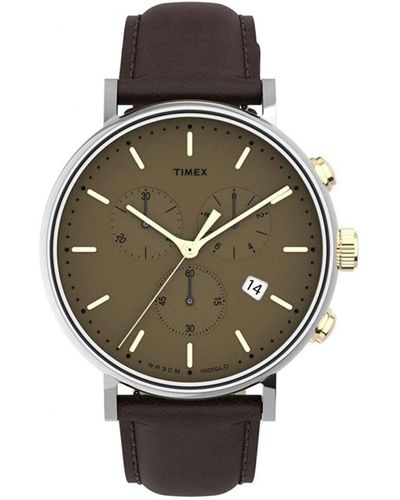 Timex Fairfield Watch Tw2T67700 Leather - Metallic