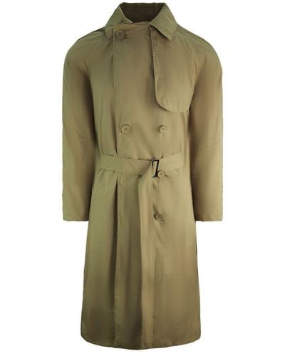 Lacoste Cotton Belt Trench Long Coat - Green