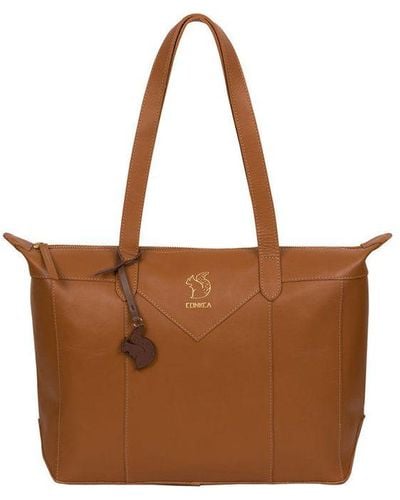 Conkca London 'Molly' Saddle Vegetable-Tanned Leather Tote Bag - Brown