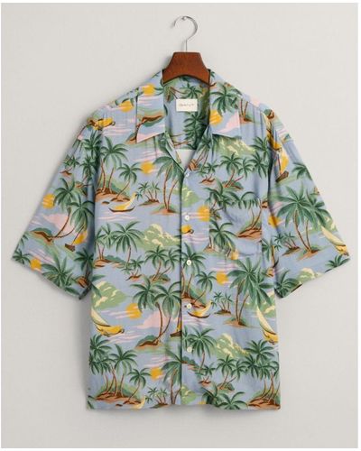 GANT Hawaiian Print Short Sleeve Shirt - Green
