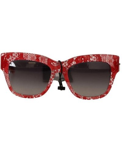 Dolce & Gabbana Lace Acetate Rectangle Shades Dg4231 Sunglasses - Red