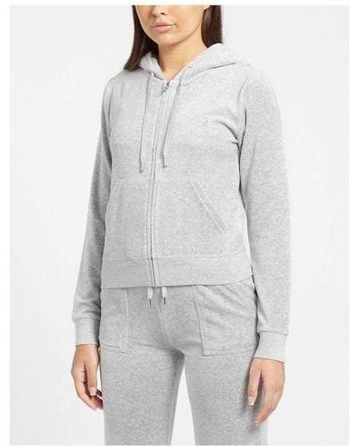 Juicy Couture Womenss Velour Full-Zip Track Jacket - Grey