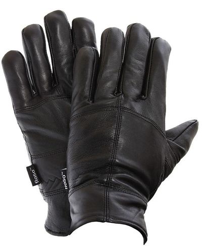 floso Thinsulate Lined Genuine Leather Gloves (3M 40G) () - Black