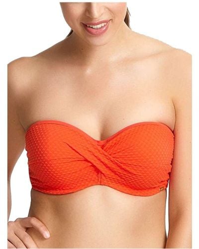 Panache Echo Twist Bandeau Bikini Top - Orange
