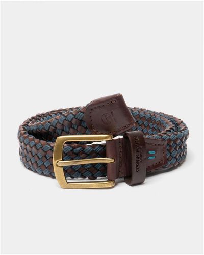 Oswin Hyde Milo Woven Leather Belt - Brown