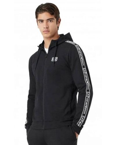 EA7 Emporio Armani | Hoodie Met Rits En Tape - Zwart