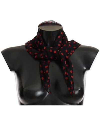 Dolce & Gabbana Vrouwen Zwart Rood Polka Gestippelde Zijden Sjaal