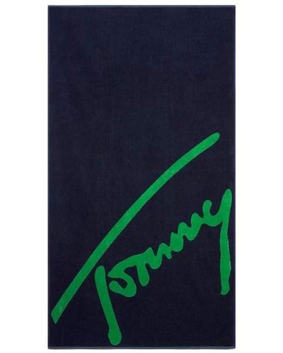 Tommy Hilfiger Strandhanddoek Met Kenmerkend Logo Voor - Blauw