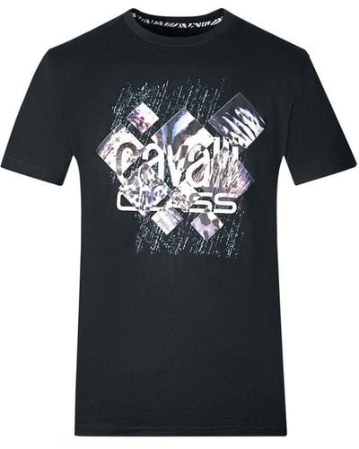 Class Roberto Cavalli Diamond Window Of Tiger Design T-Shirt Cotton - Black