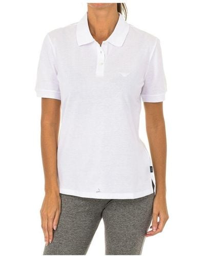 Armani S Short-sleeved Polo Shirt With Lapel Collar 6z5f81-5j41z Cotton - White