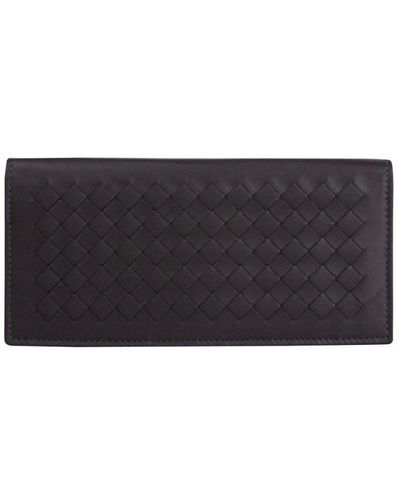 Bottega Veneta Men's Intercciaco Long Bifold Dark Plum Leather Wallet 390878 6017 - Zwart