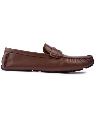 COACH Coin Leather Driver Shoes - Brown