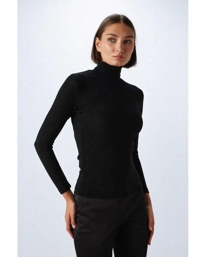 GUSTO High Neck Knit Top - Black