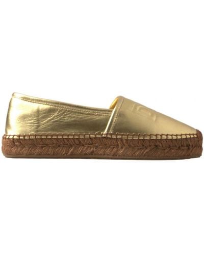 Dolce & Gabbana Leather Loafers Espadrille Shoes - Brown
