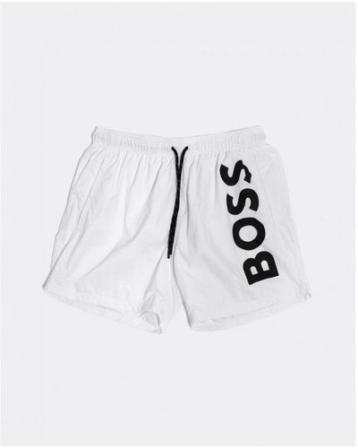 BOSS Boss Octopus Quick-Drying Swim Shorts With Contrast Logo - White
