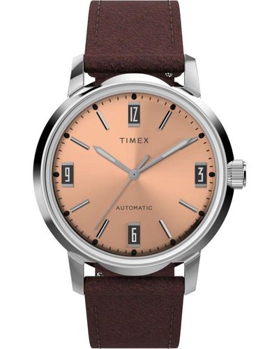 Timex Marlin Automatic Watch Tw2W33800 Leather (Archived) - Grey