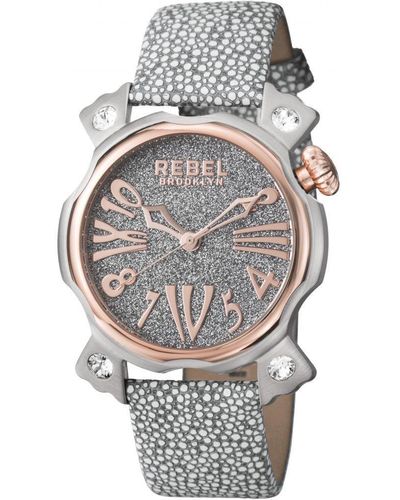 Rebel Coney Island Dial Leather Watch - Grey