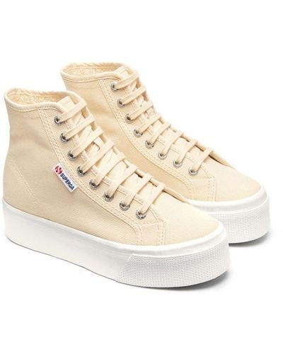 Superga Ladies 2708 Lace Up High Tops ( Light Eggshell/Avorio) - Natural