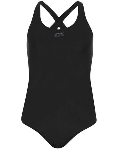 Slazenger Ladies Maternity Bathing Swim Suit Beach Pool Summer Cross Back Nylon - Black