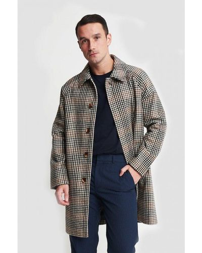 Harry Brown London Harry London Declyn Check Wool Over Coat Cotton - Grey