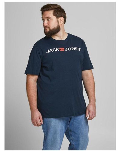 Jack & Jones T-Shirt, King Size Short Sleeve Crew Neck - Blue