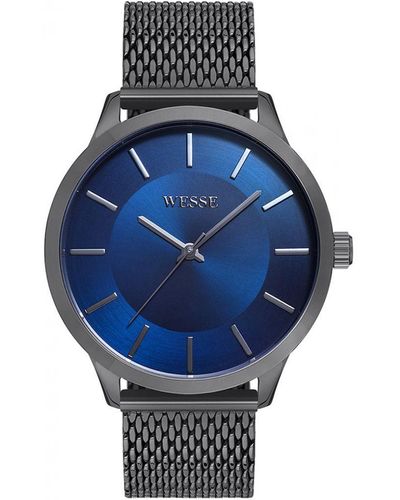 Wesse Antraciet Quartz Horloge - Blauw