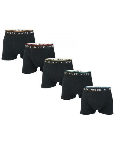 Nicce London Foxwell 5 Pack Boxer Shorts - Black