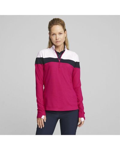PUMA Golf Lightweight Quarter-zip Long Sleeve Top - Pink