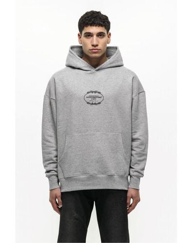 Good For Nothing Cotton Blend Graphic Print Hoodie - Grey