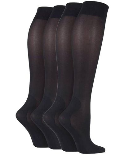 IOMI 2 Pairs Ladies 40 Denier Compression Knee High Energising Socks - Black