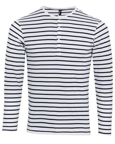 PREMIER Long John Stripe Roll Sleeve T-shirt (wit/zwaar) - Blauw