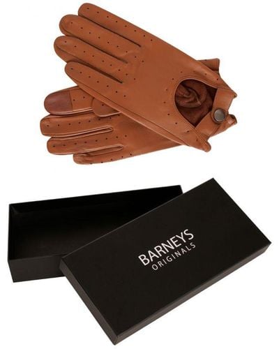 Barneys Originals Gift Boxed Tan Leather Driving Gloves - Brown