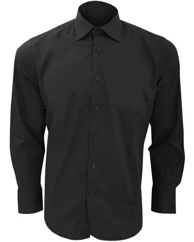 Sol's Brighton Lange Mouw Gepast Werkoverhemd (zwart)