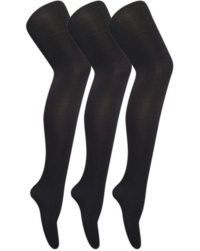 Sock Snob 3 Paar Gekleurde Ondoorzichtige 80 Denier Panty's - Zwart